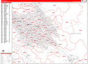 San Jose  Wall Map Red Line Style